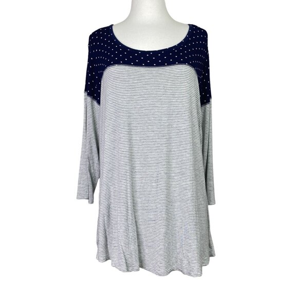 Maurices Plus Size Top Polka Dot Striped Size 16 - Picture 1 of 5